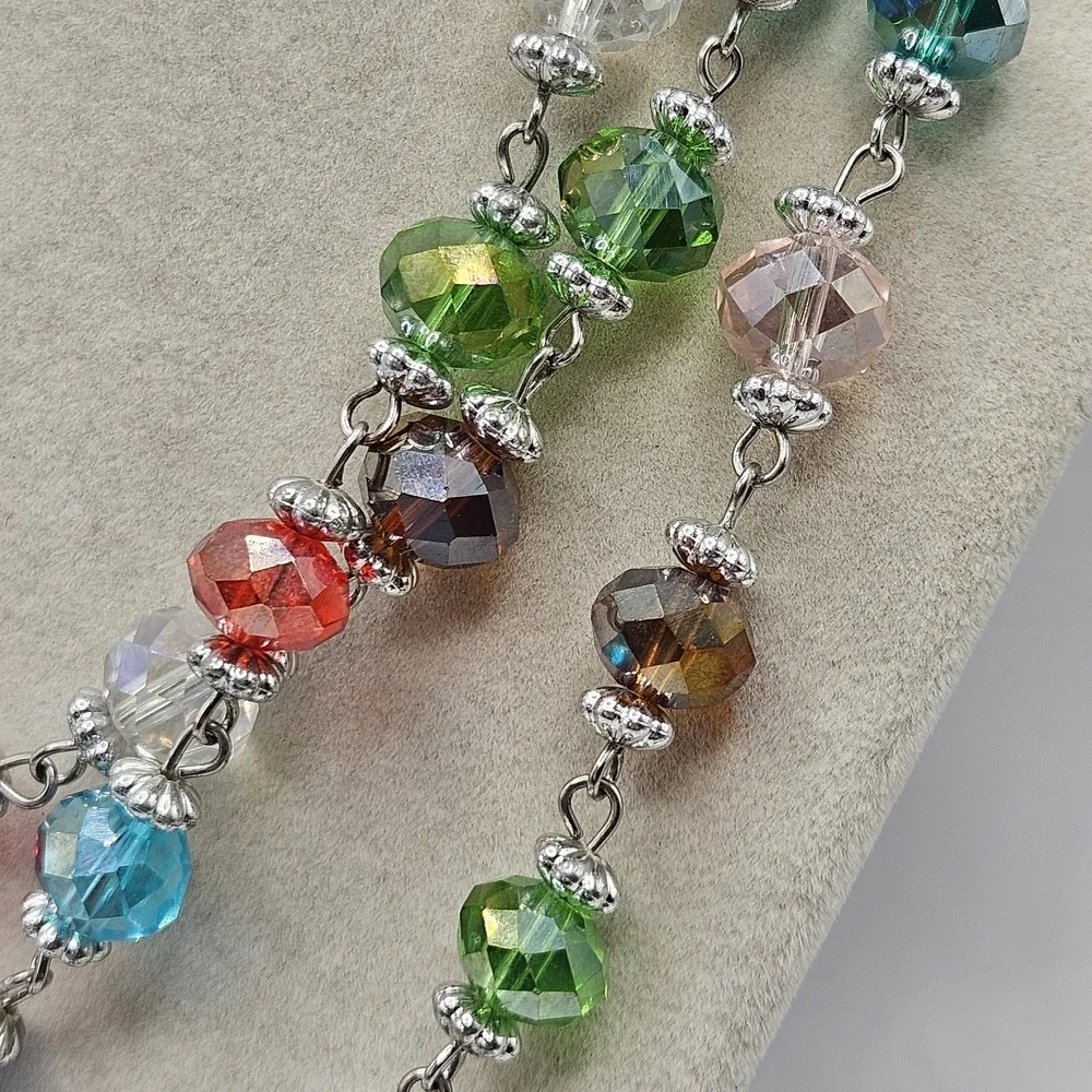 VINTAGE Premier Designs Jubilee Multicolor Faceted Bead 58" Strand Necklace - Picture 3 of 8